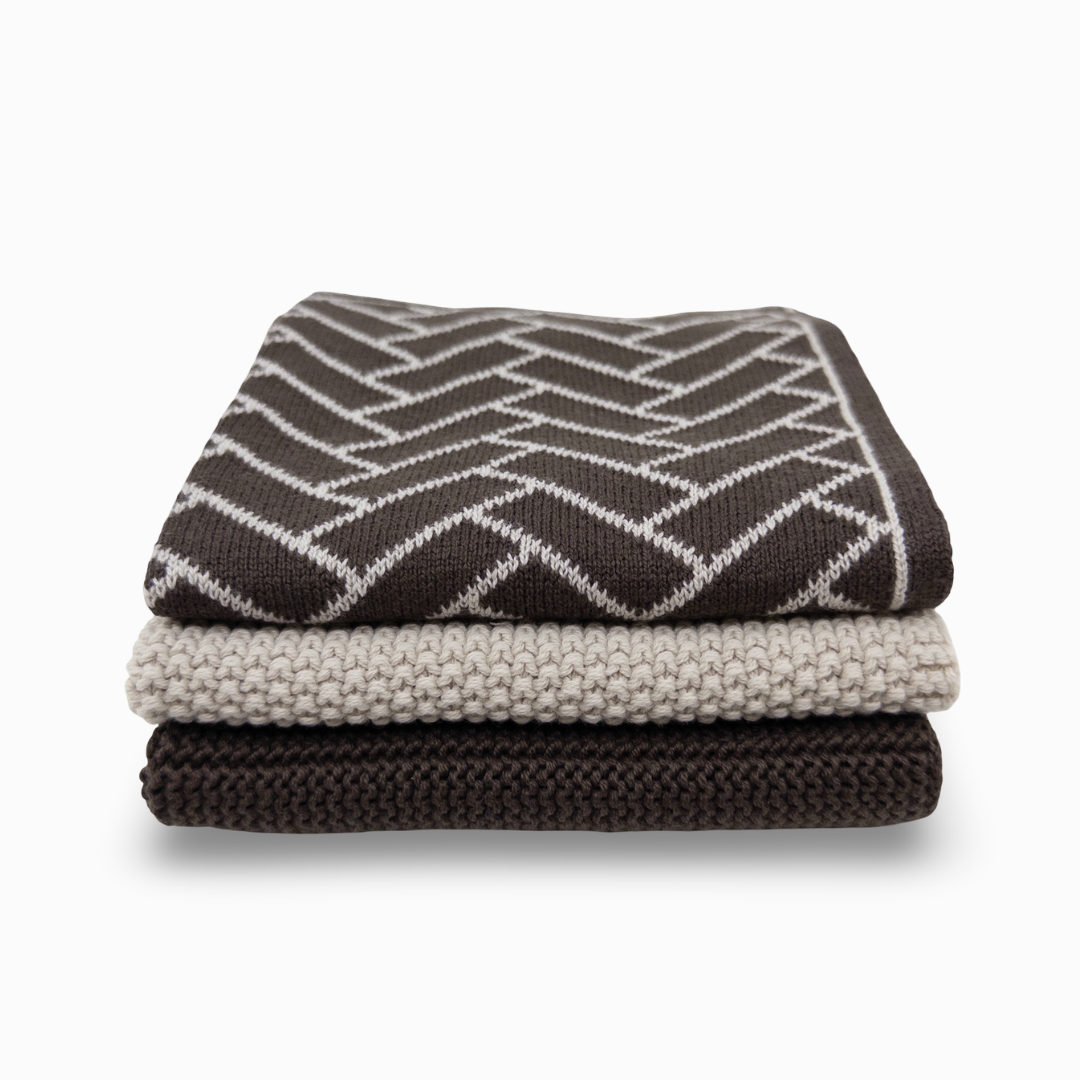 Dishcloth Variety 3pk - Herringbone |  Chocolate