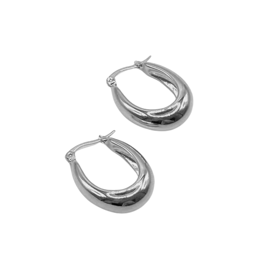 Fashion Earrings - Silver Arc Huggie