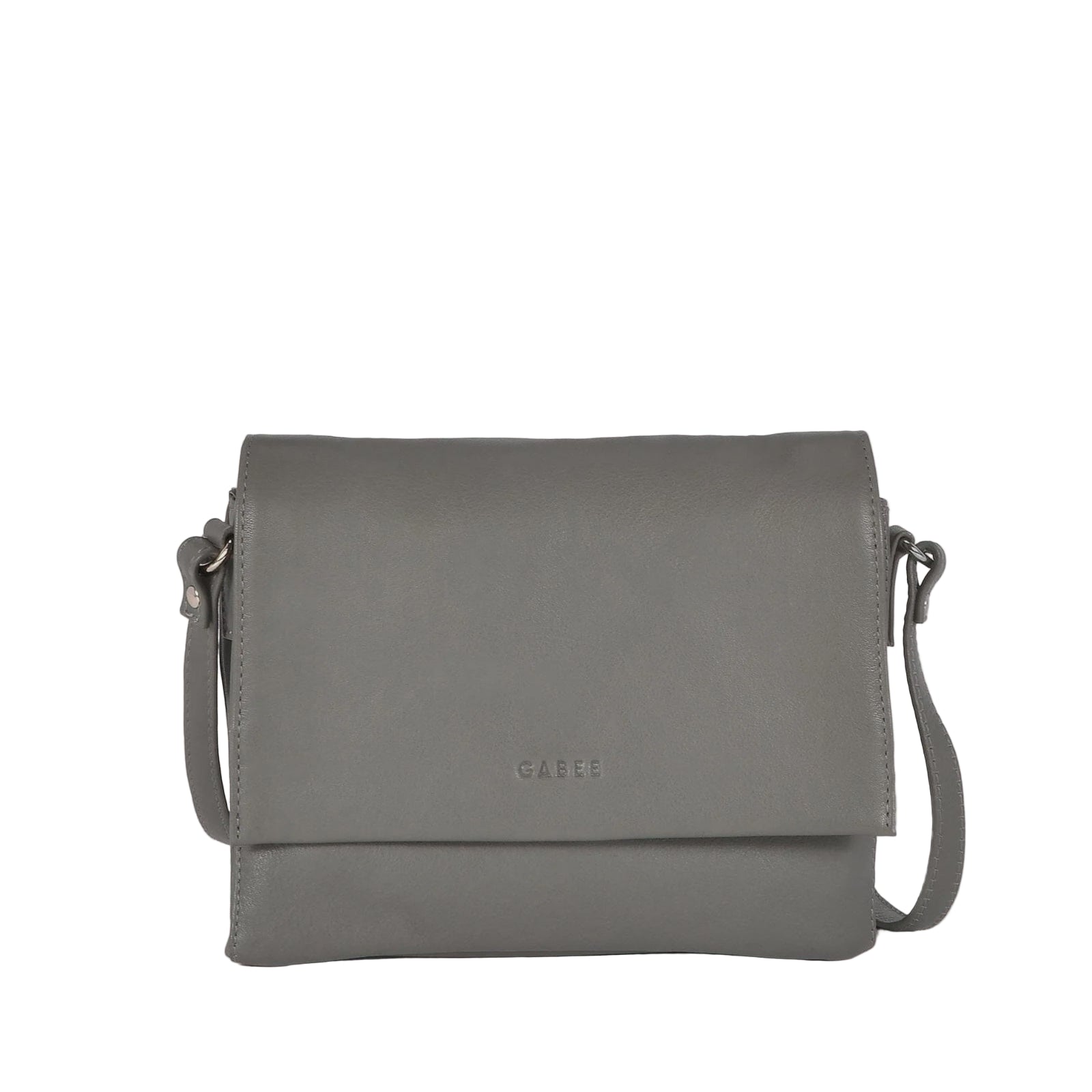 Gray shoulder bag on a light gray background