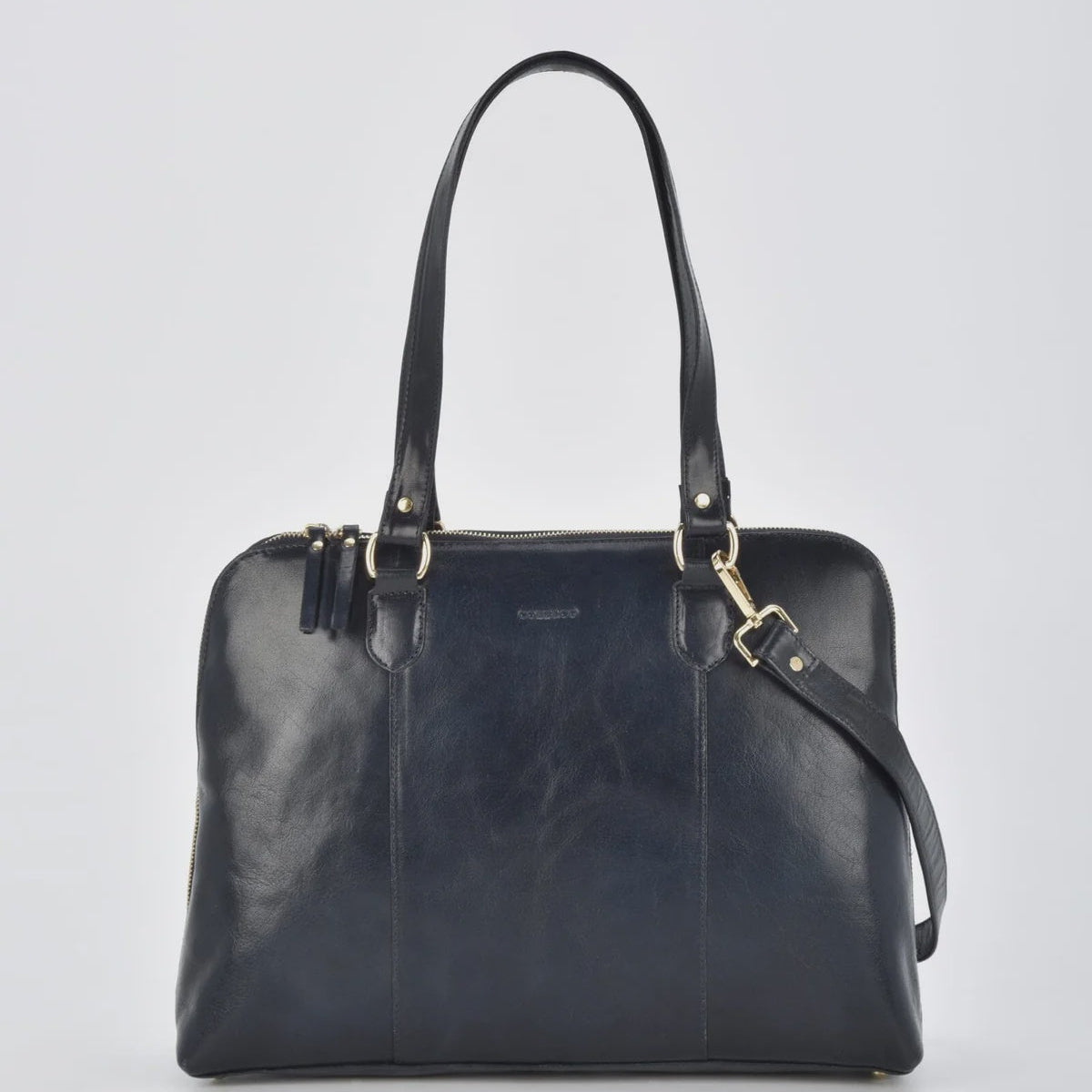 Fawkner Leather Work Bag - Navy