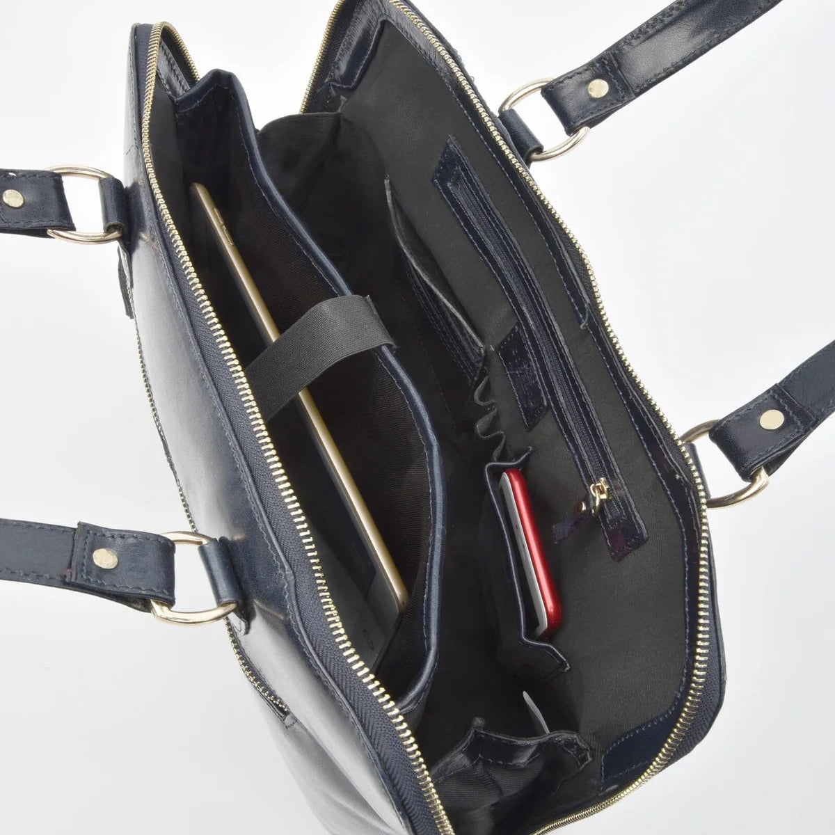 Leather Work Bag - Fawkner | Navy