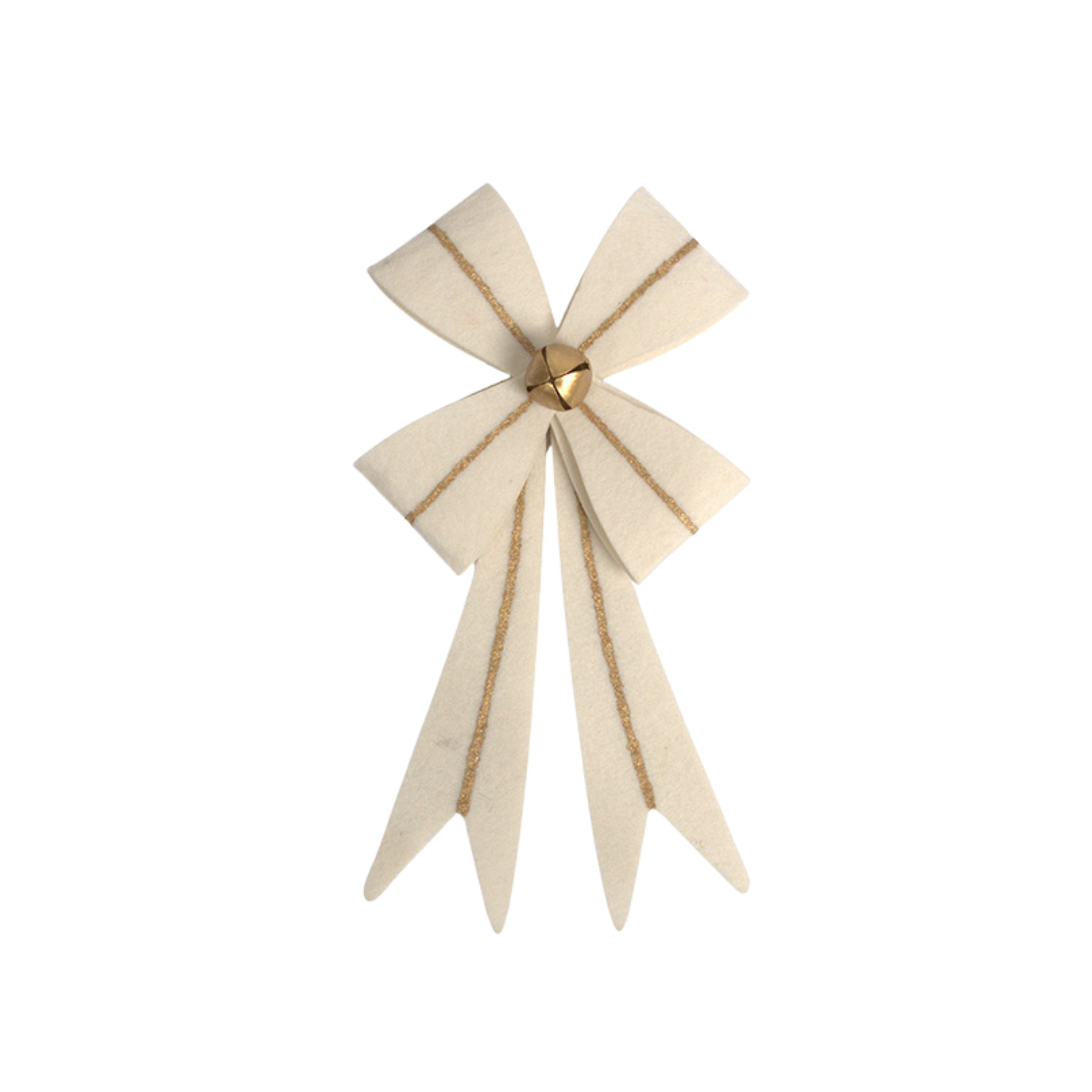 Christmas - Felt Bow Ivory/Gold | Small