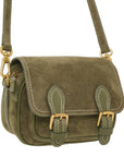 Faux Suede Crossbody Bag - Khaki