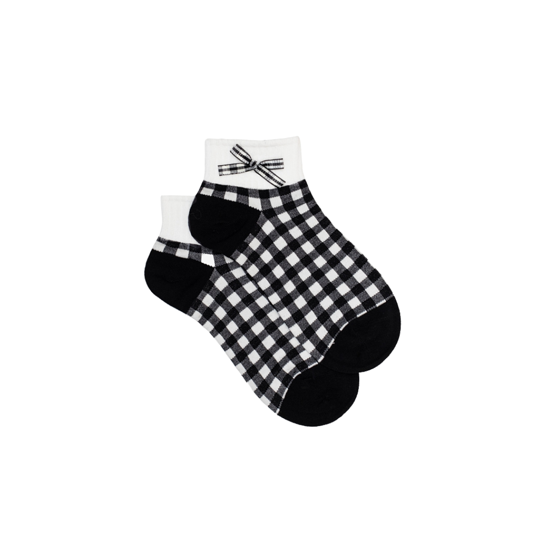 Ankle Socks - Gingham Bow | Black
