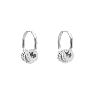 Runaway Hoop Earring | Diamante Rings Silver