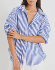 Blue Stripe Cotton Oversized Shirt