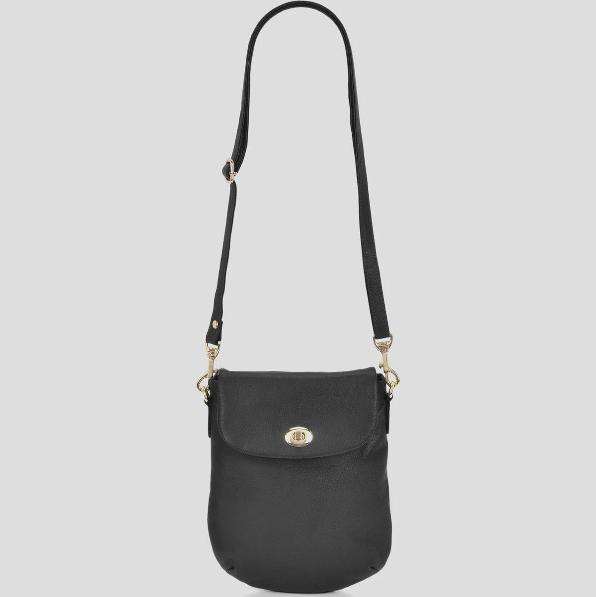 Leather Turnlock Crossbody - Janie | Black