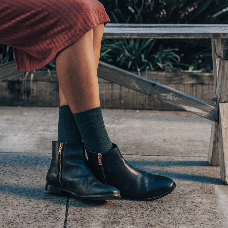 Lamington Crew rib womens Tuatara socks