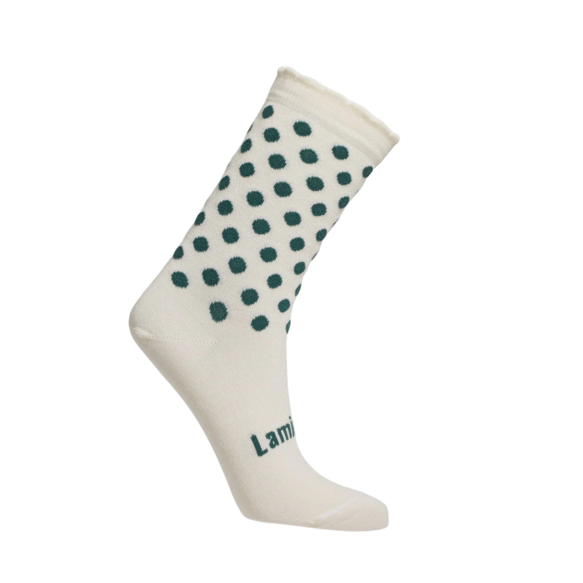 lamington Vera - Natural with Green Spots merino womens socks