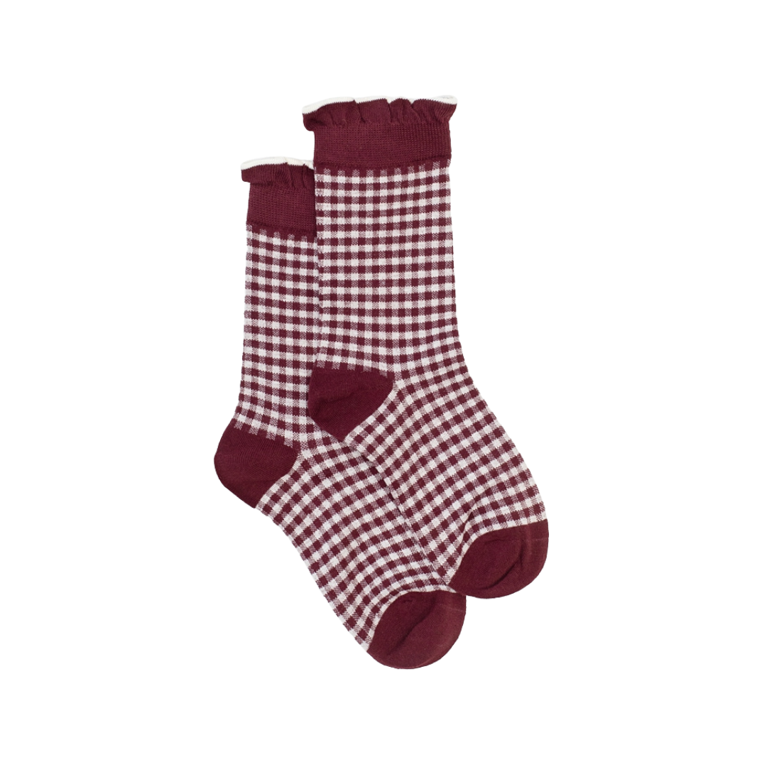 Antler Sock - Merlot Gingham