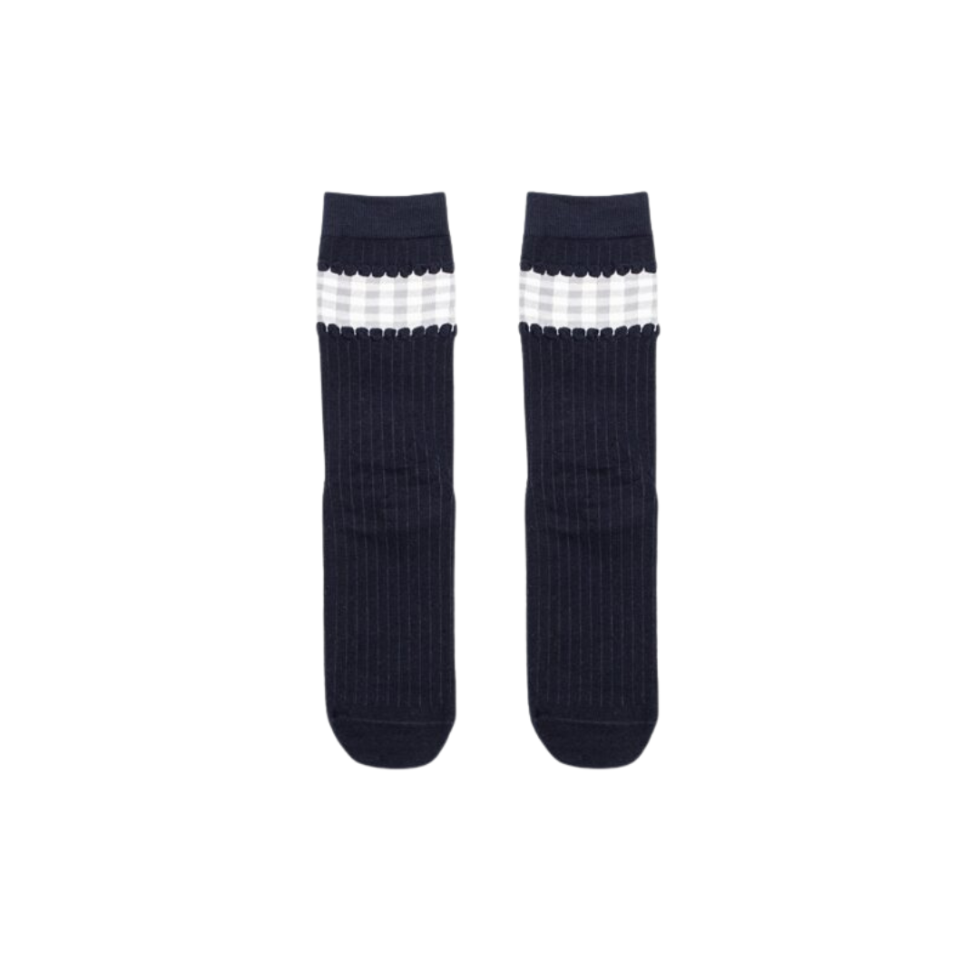 Navy Gingham Sock