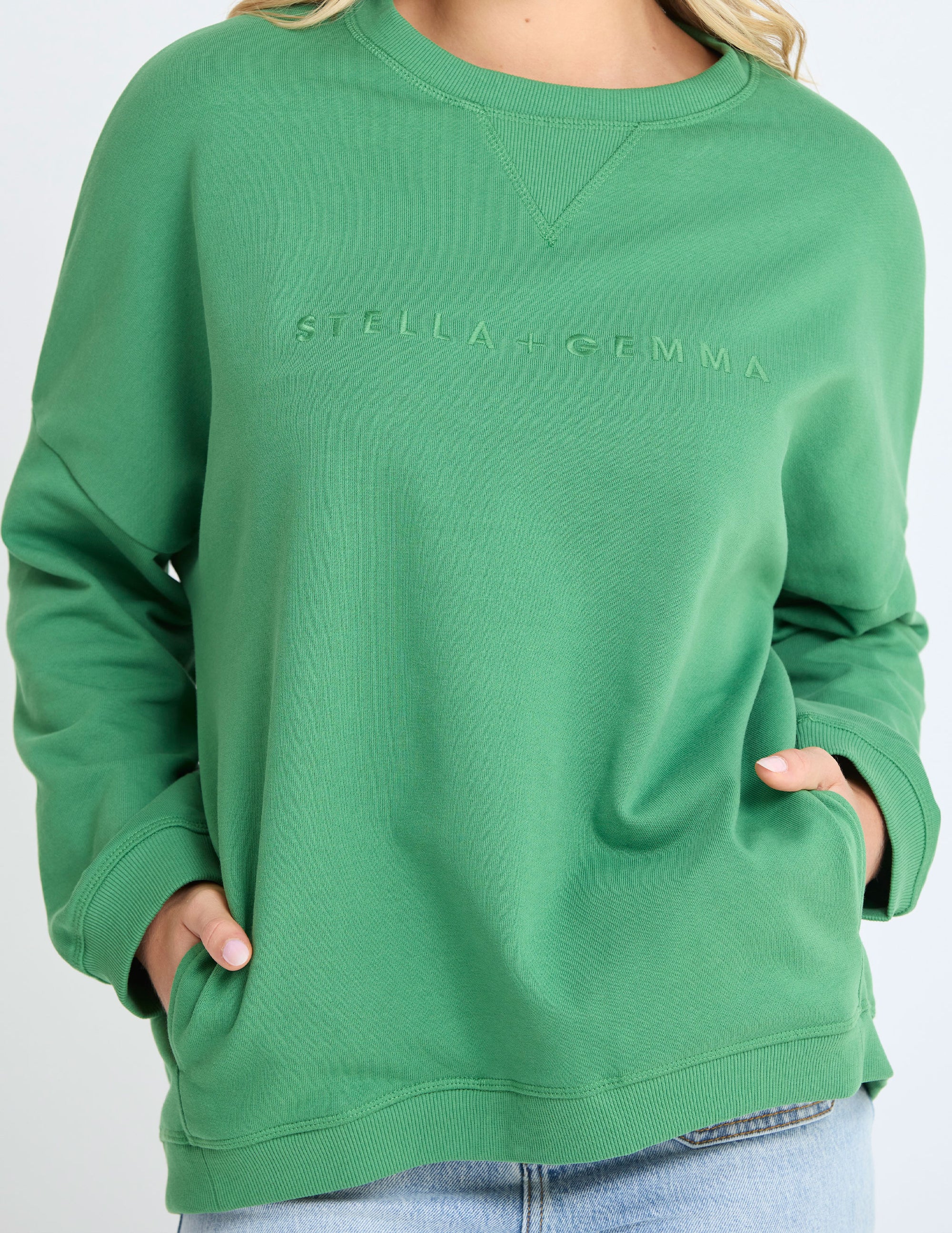 Newport Pocket Crew Sweater - Basil