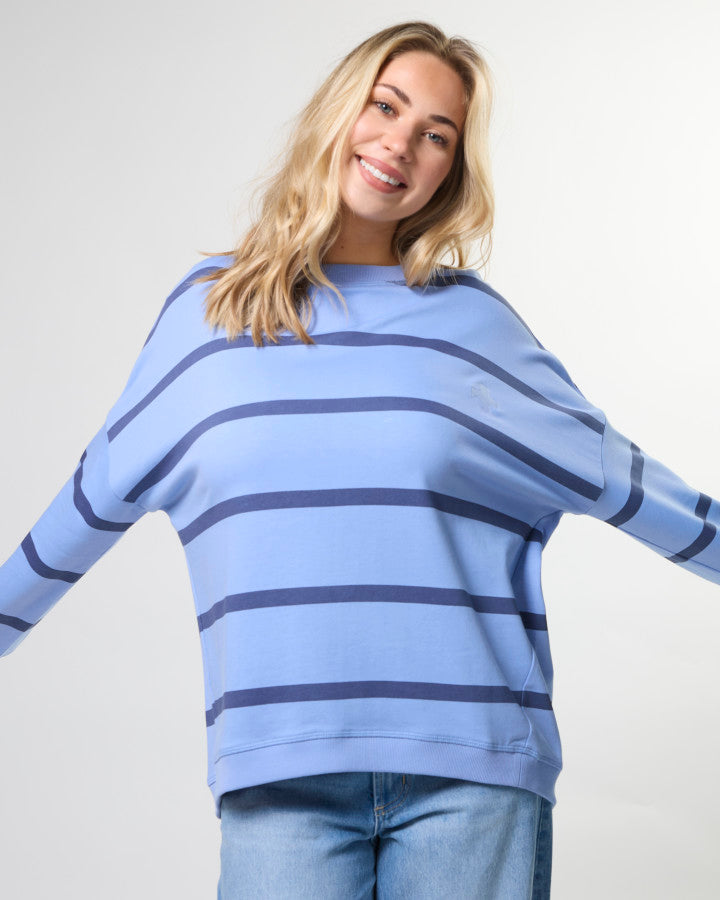 Newport Sweat - Cross Stripe Cornflower