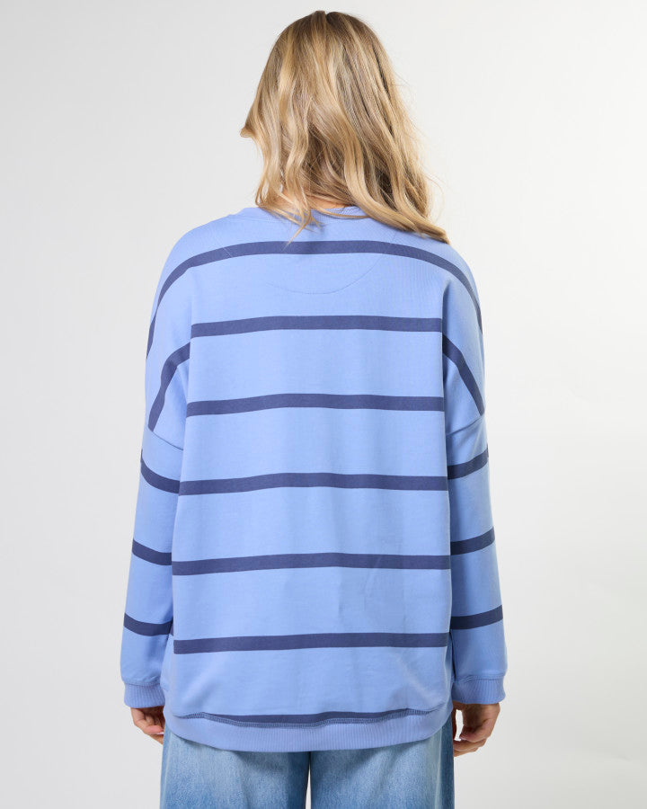 Newport Sweat - Cross Stripe Cornflower