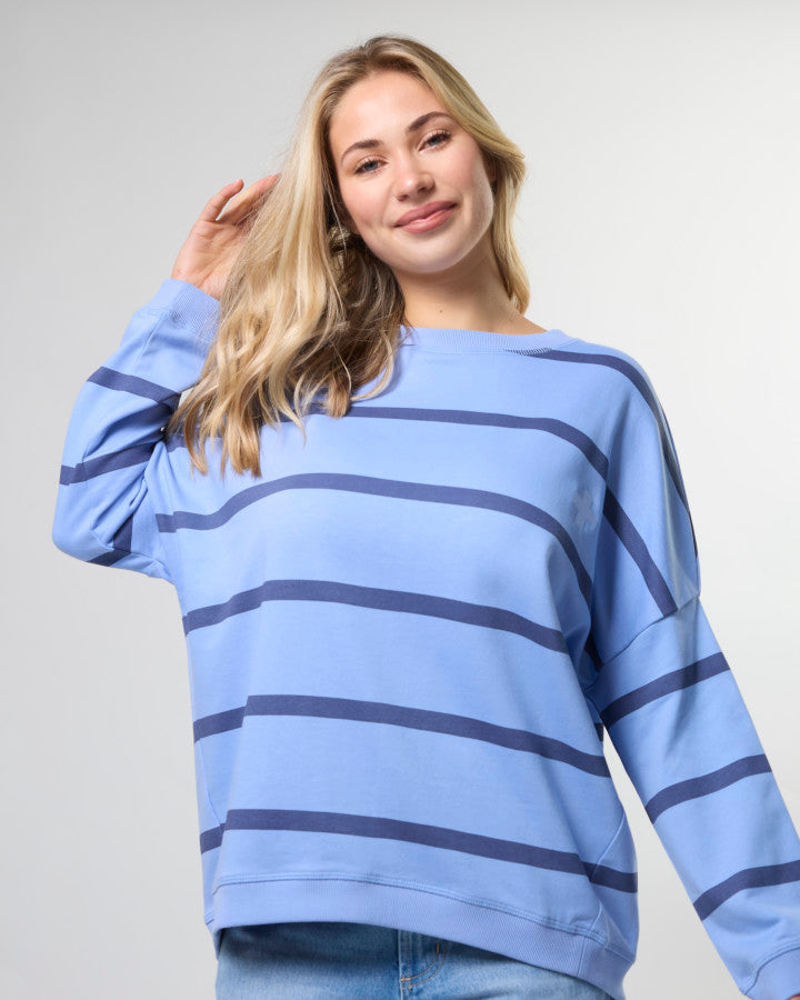 Newport Sweat - Cross Stripe Cornflower