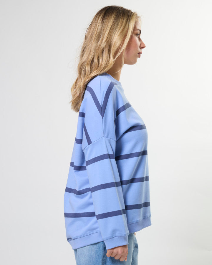 Newport Sweat - Cross Stripe Cornflower