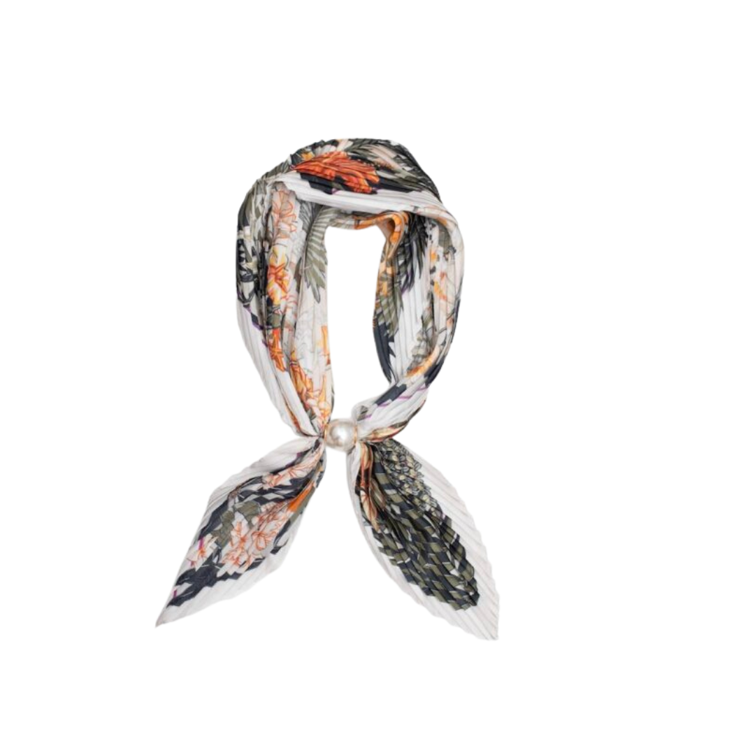 Pleated Pearl Fasten Neck Tie - Marrakesh