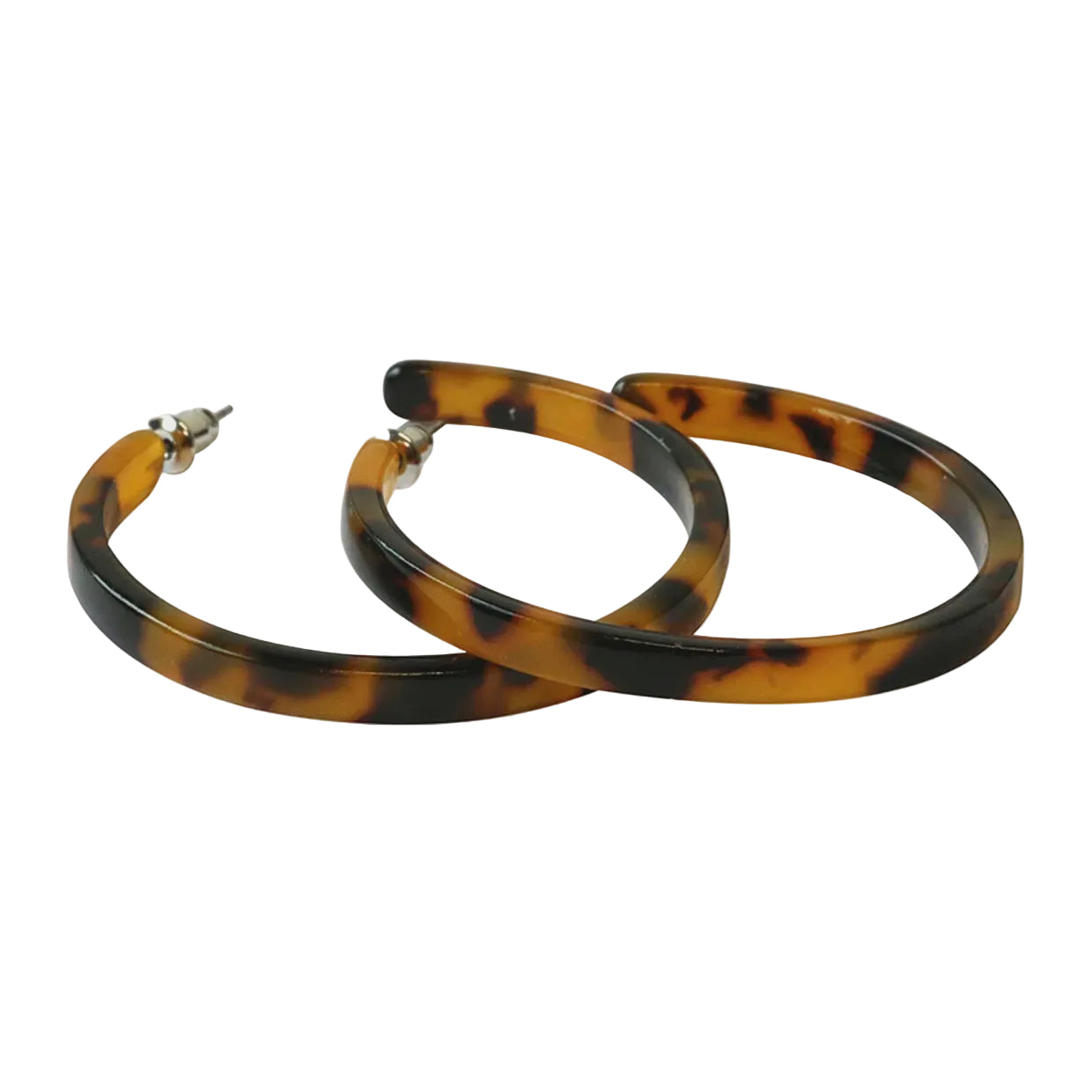 Tortoise Shell Resin Hoop Earrings