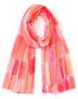 Scarf with pink and orange gradient on a white background