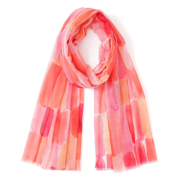 Scarf with pink and orange gradient on a white background