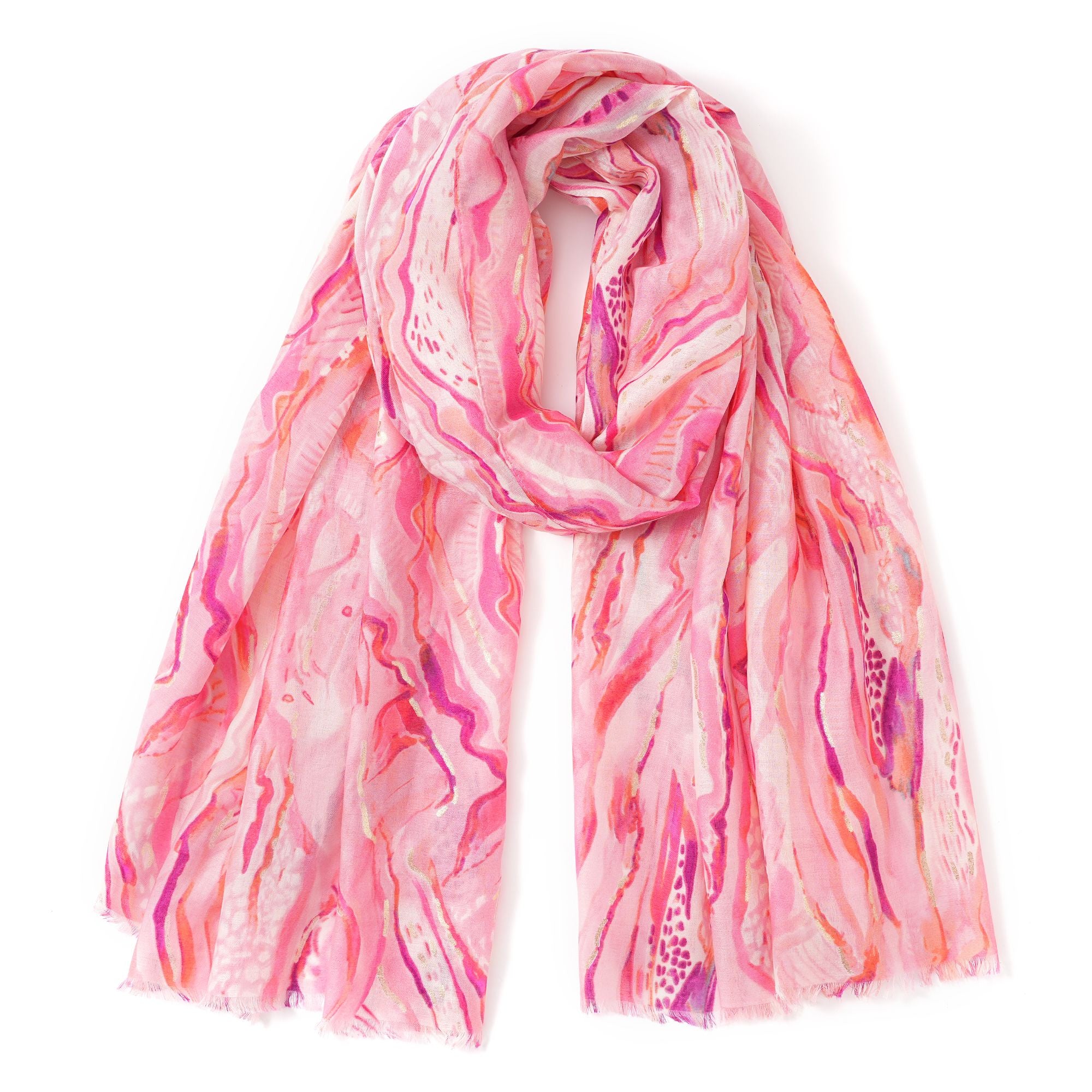 RAIN SCARF - PINK WITH GOLD