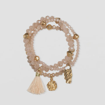 Stella + Gemma 3 bead rose quartz bracelet