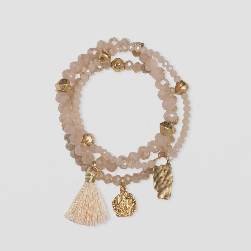 Stella + Gemma 3 bead rose quartz bracelet
