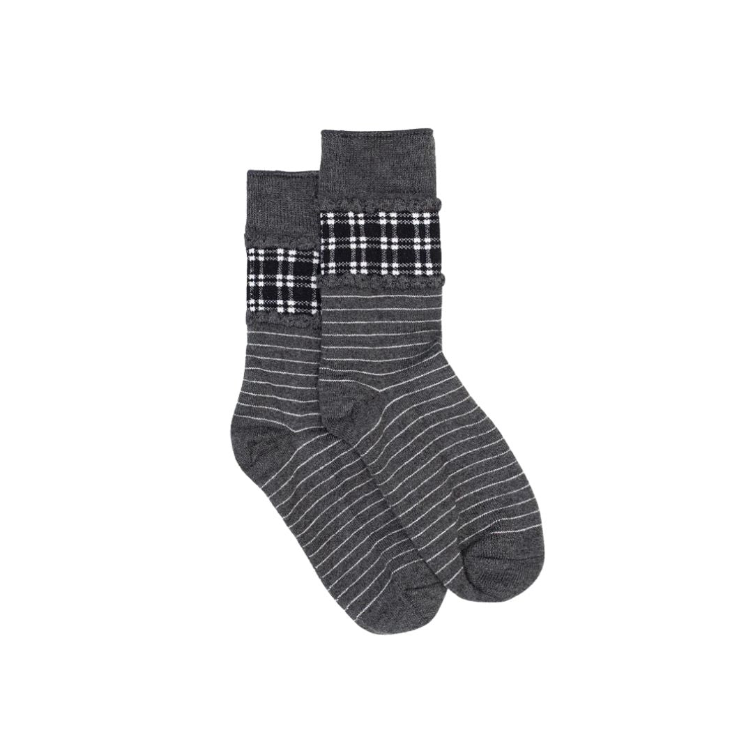 Slate stripe and check sock by Antler