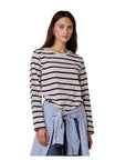 Tether Stripe Long Sleeve Boxy Tee - Ecru Navy