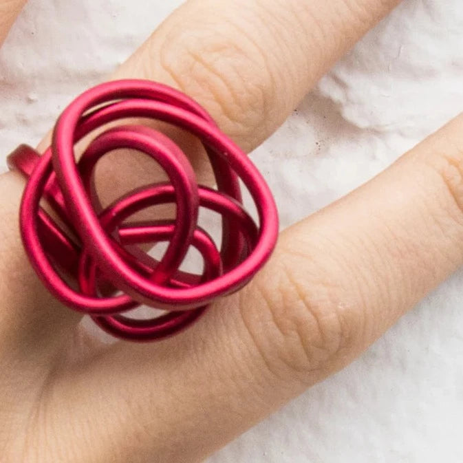 Adjustable Scrunch Ring - Red