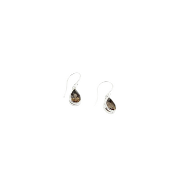Silver Earrings - Teardrop Smokey Quartz