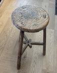 Vintage wooden stool on a wooden floor