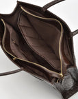 Toorak Croc Leather Tote - Chocolate