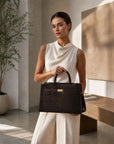 Toorak Croc Leather Tote - Chocolate
