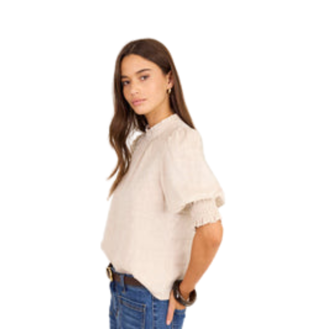 Verse Sheer High Neck Top - Natural