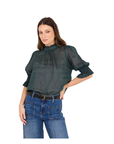 Verse Sheer High Neck Top - Petrol