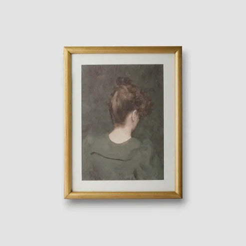 Vintage Portrait Lady in Green Wall Art by French Country