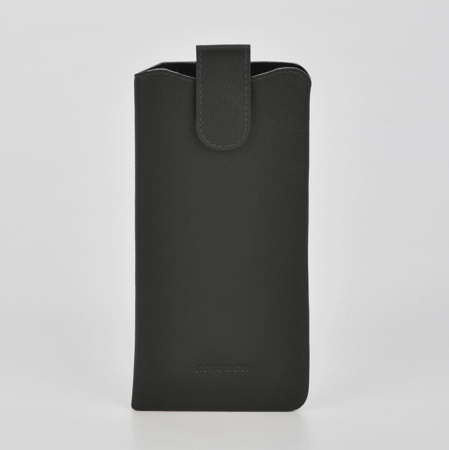 Black phone case on a light gray background