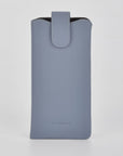 Gray phone case with a black interior on a light gray background