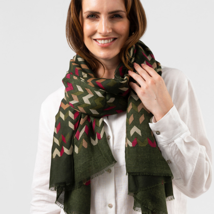 Zig Zag Scarf Green