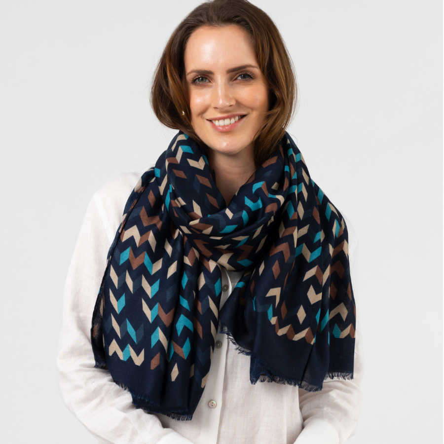 Zig Zag Scarf Ocean Blue