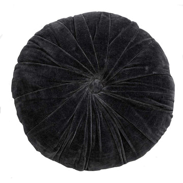 Velvet Cushion Round black by kerridge
