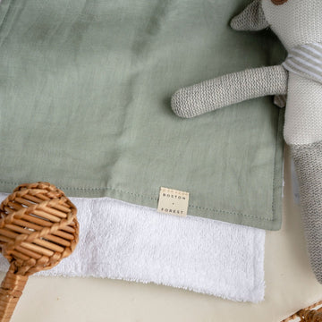 Boston and Forest Burp Cloth - Sage