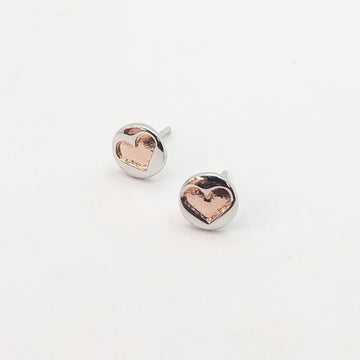 Sterling Silver Earrings - Heart Studs Rose Gold | Shelf Home and Gifts