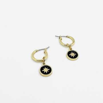 EA977 Star Disc Sleepers - black and gold by some jewellery