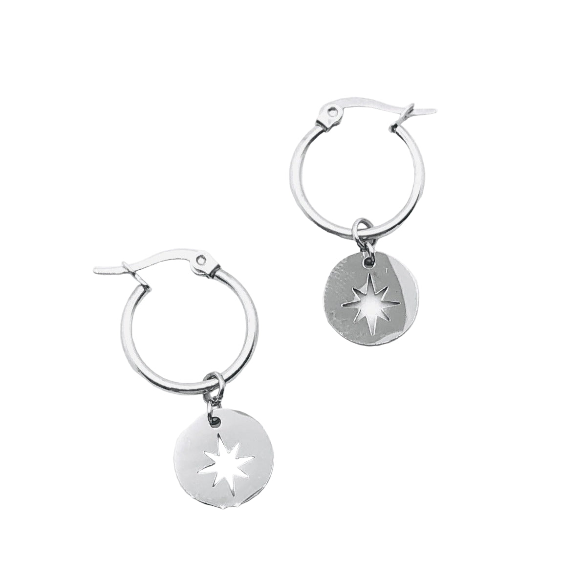 EA977 Star Disc Sleepers - SILVER by some jewellery
