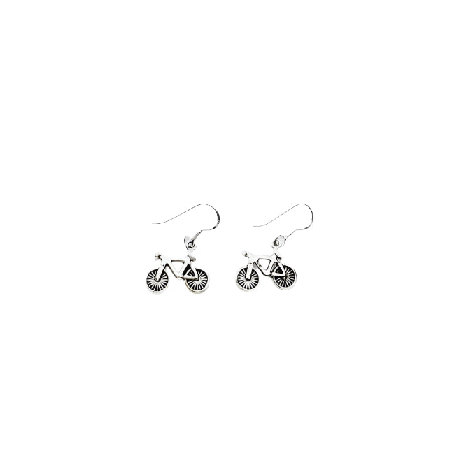 sterling silver bicycle earrings