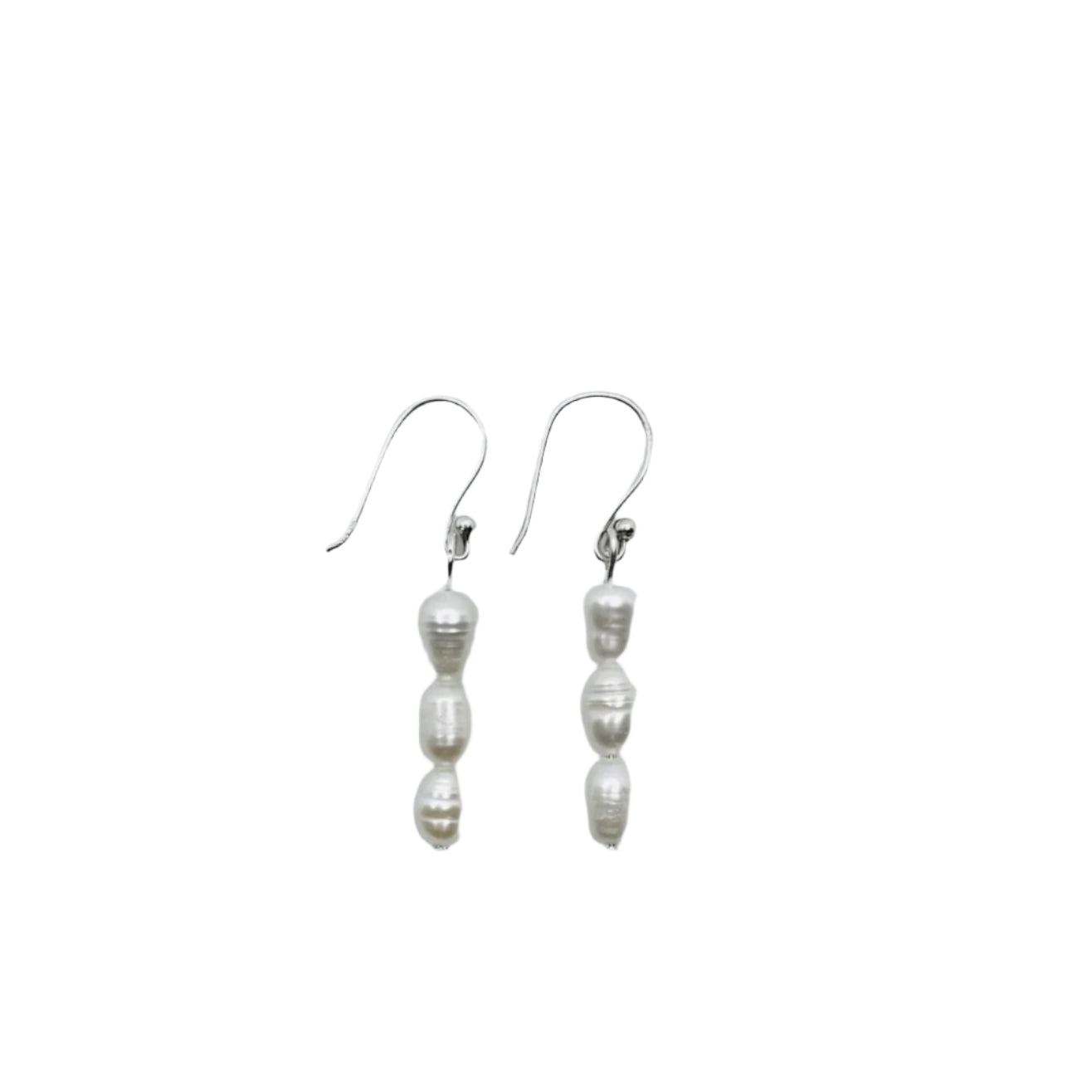 Sterling Silver Earrings - Triple Pearl Drops