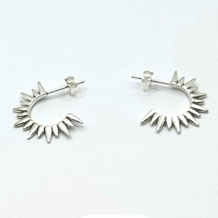 Silver Earrings - Spike Hoop  