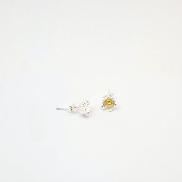 Sterling Silver - Fixed Flower Stud (Gold Centre)